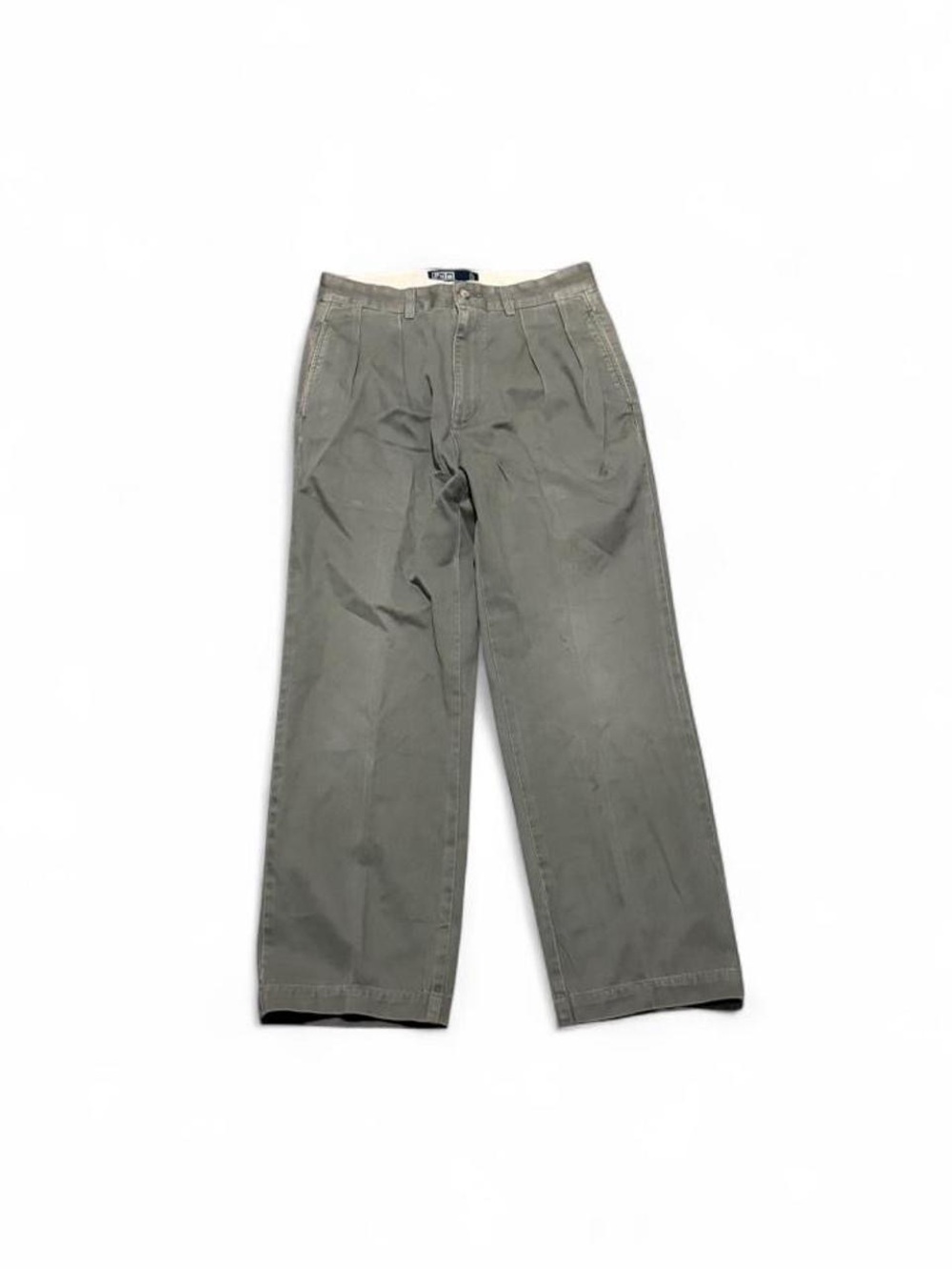 Vintage Polo Ralph Lauren Andrew Chino Pants Mens 30x30 Gray Olive Pleated RL